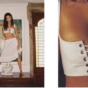 MONSE Lacing Bralette Bra Top Crop white Lace Up NWT $590